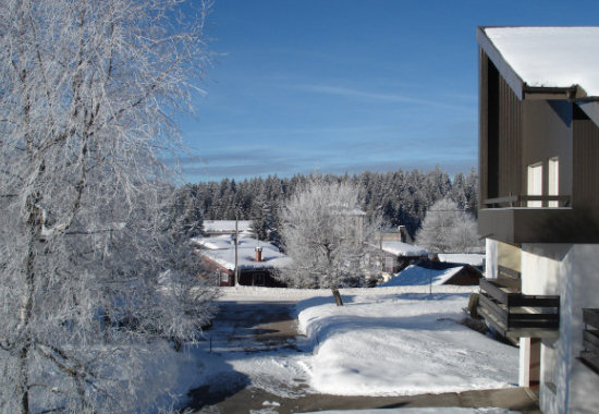 Vue en hiver vers le sud-ouest ( entrée de la résidence)