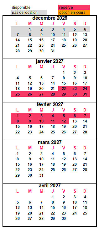 calendrier des réservations 